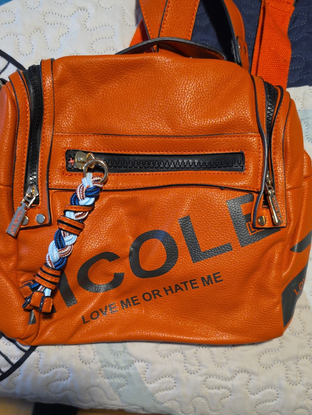 Leather Orange Crossbody Backpack - 'Love Me or Hate Me'
